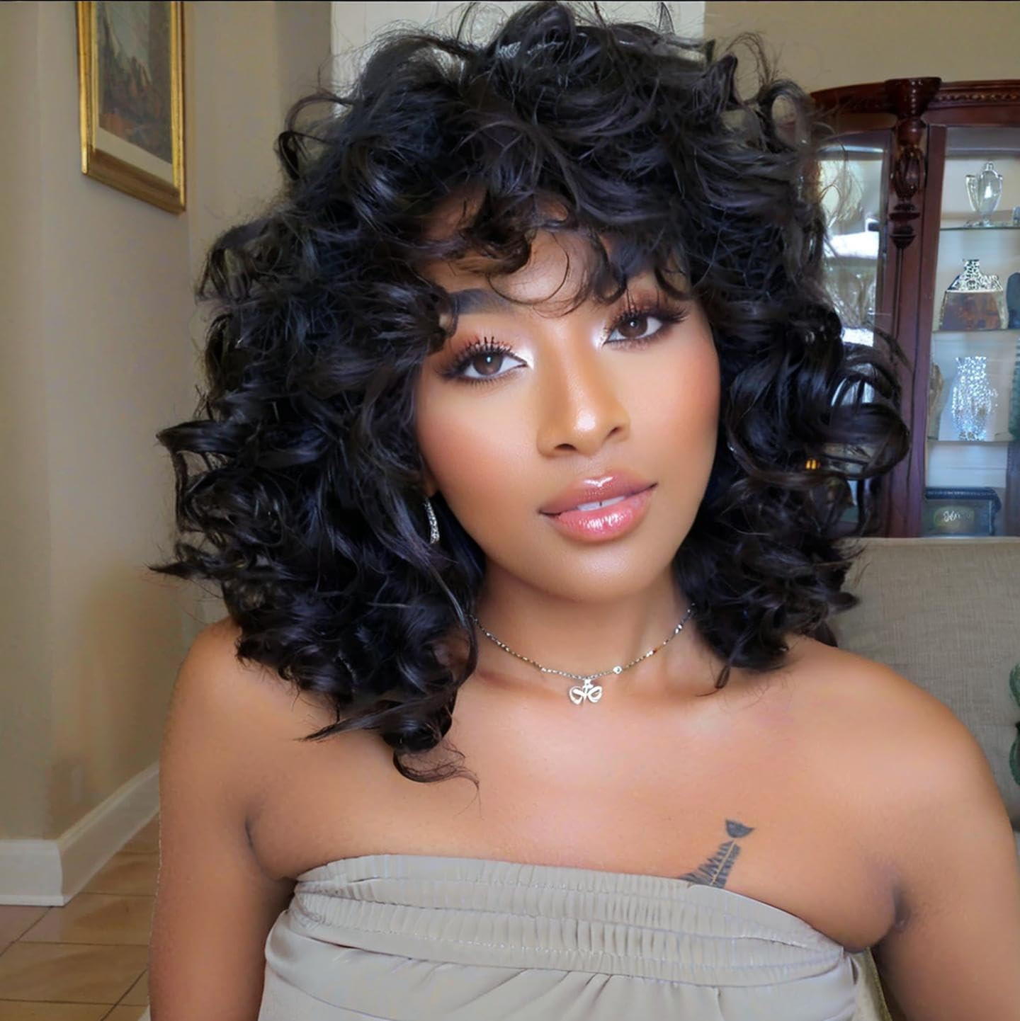 Short Curly Wigs for Black Women Synthetic Hair Heat Resistant Fluffy Natura …