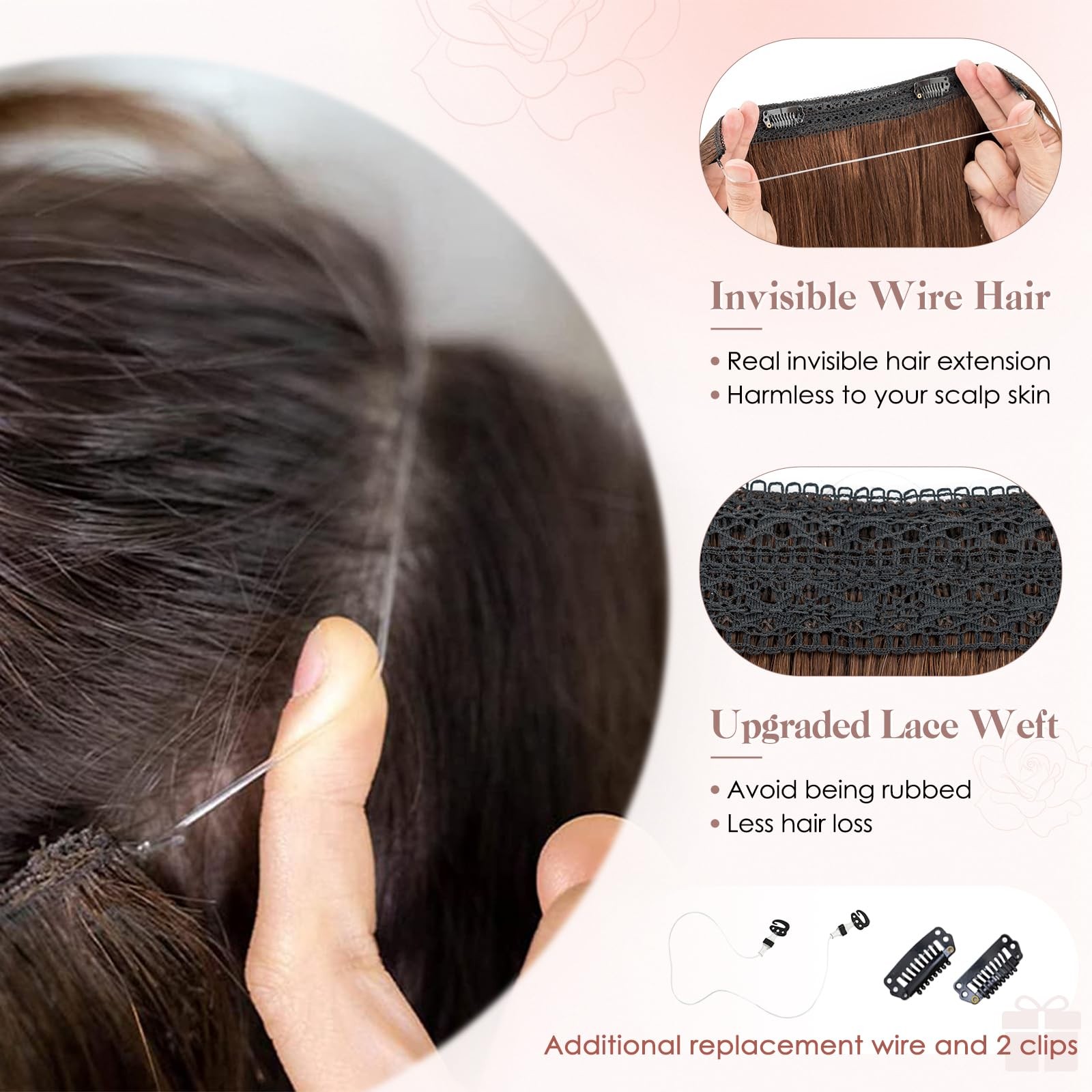 S-Noilite Halo Hair Extension Invisible Wire In Real Remy Human Hair Extensions