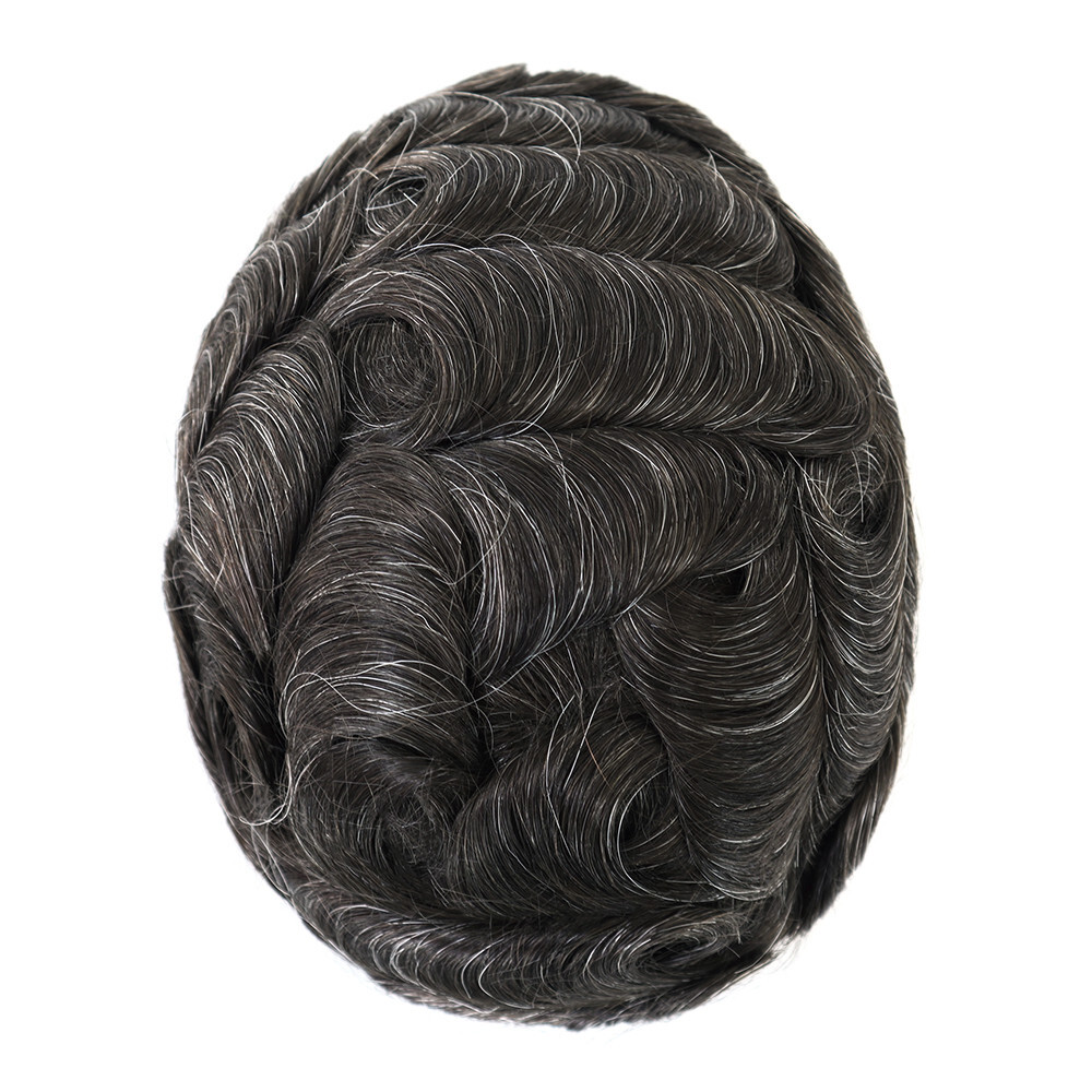 Mens Toupee Human Hair Replacement System 0.04mm Skin PU Hairpiece 100% Denisty