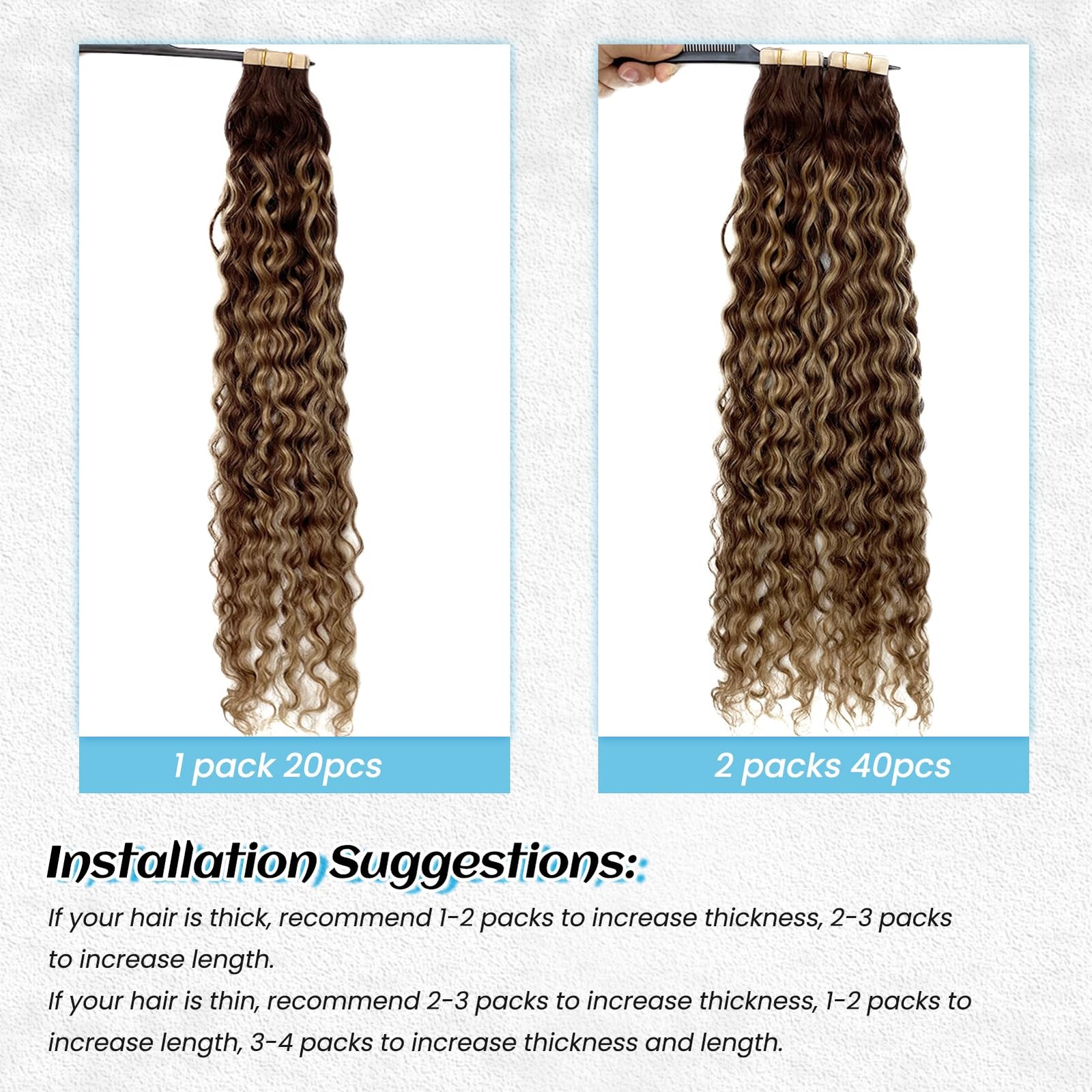 Benafee Highlights Tape In Hair Extensions Human Hair For Black Women Water