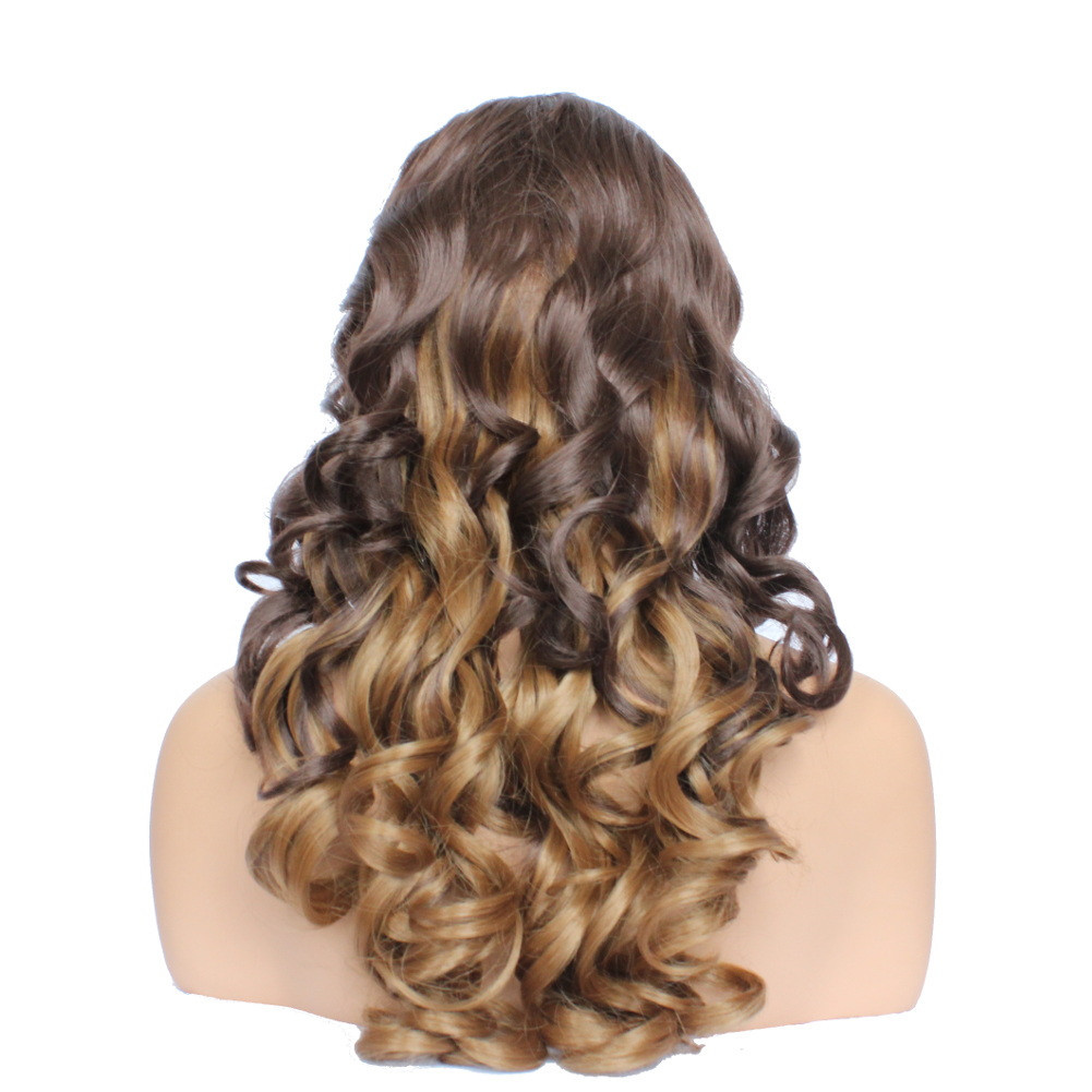 Classic Cap women Synthetic curly Long Brown/Goden Brown full wig HengFeng ZP21