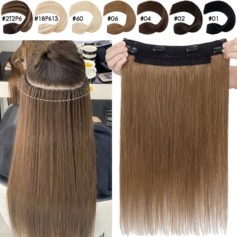 Invisible One Piece Headband Wire Clip In Human Remy Hair Extensions Secret Ring