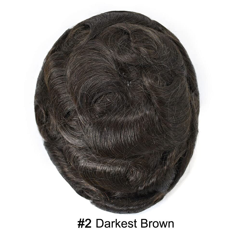 Men’s Toupee Lace Hair System – Fine Welded Lace – 2# DARKEST BROWN 100% Density