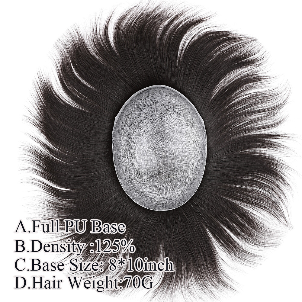 Indian 6MM Afro Curl Mens Toupee Replacement System Wigs Thin Skin PU Human Hair