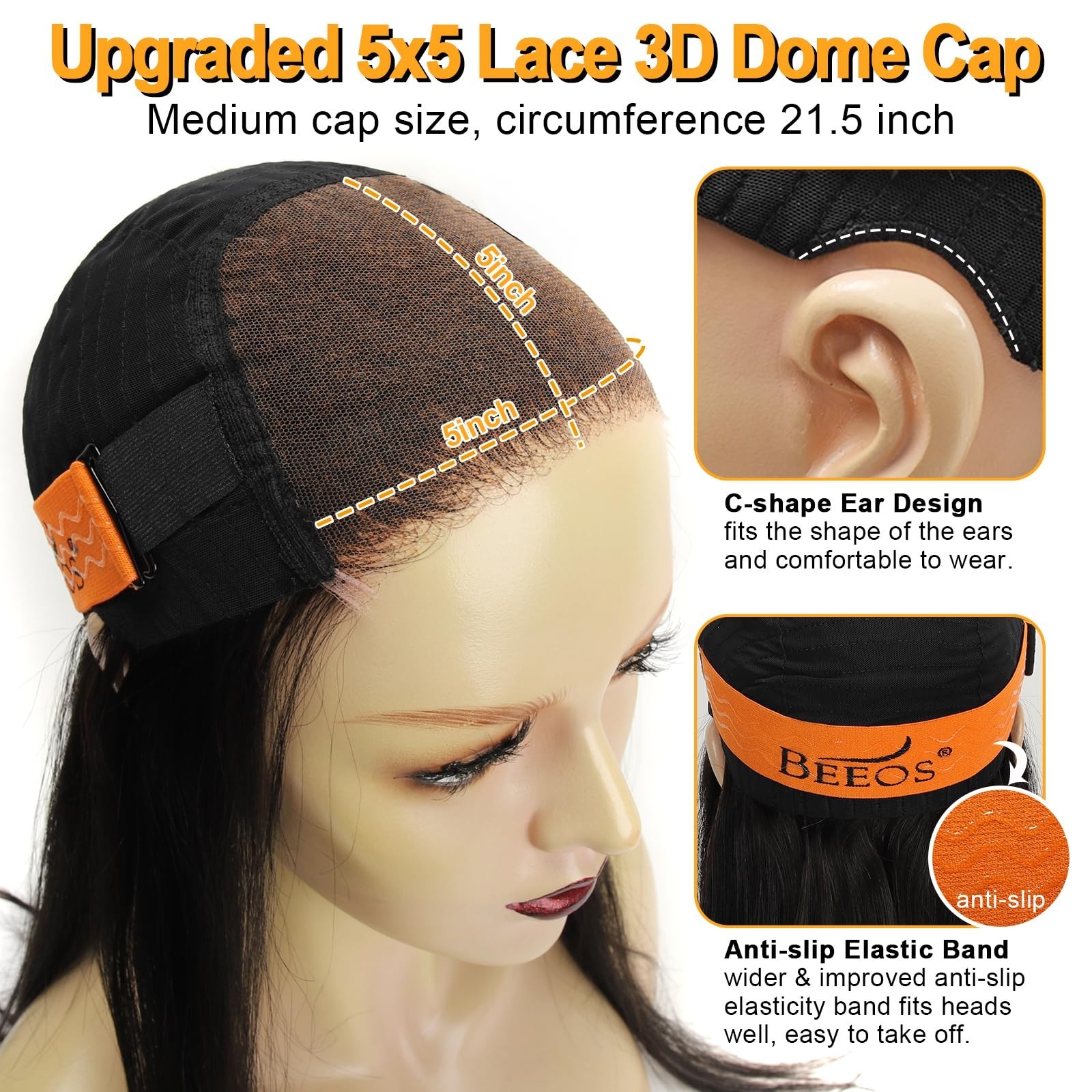Glueless 5×5 HD Lace Closure Wig, Pre-Cut Ultra-Thin Invisible Lace, 180% Densit