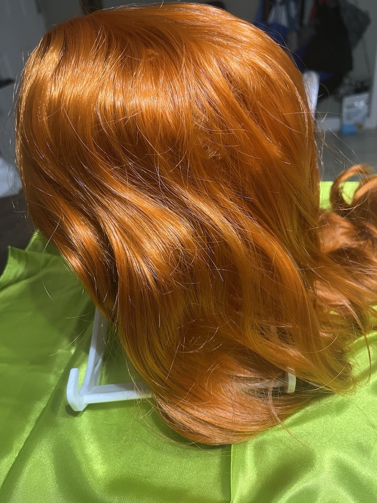 Long Orange/Ginger Colored Wig w/ Bangs & Hairnet
