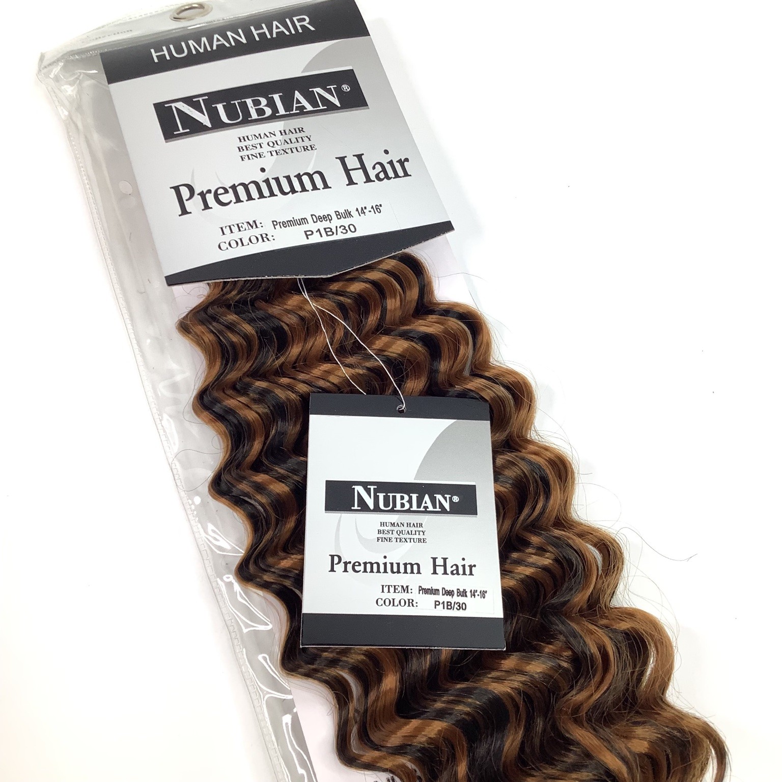 NUBIAN Premium Human Hair Weaving Extensions 14″-16″ Deep Bulk P1B/30