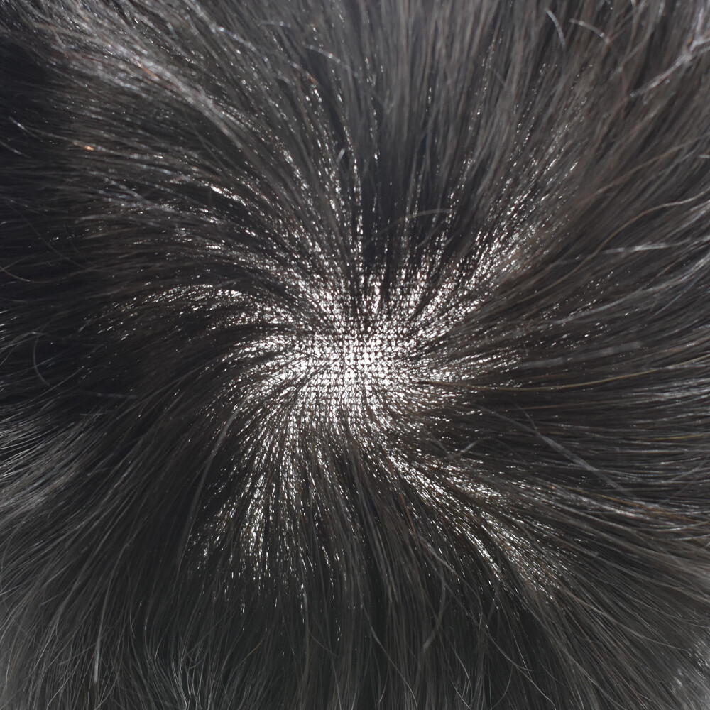 Mens Toupee French Lace Human Hair Replacement System Poly Skin PU Hairpiece Wig