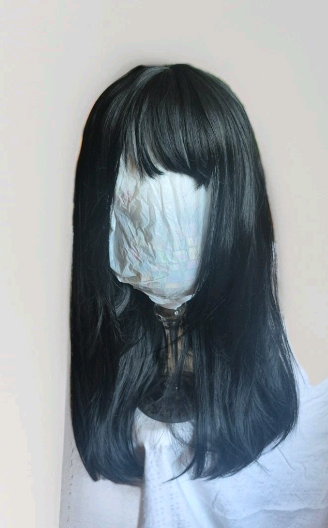 26in Black Long Wavy Wig with Bangs for Women Heat Resistant Synthetic Cosplay