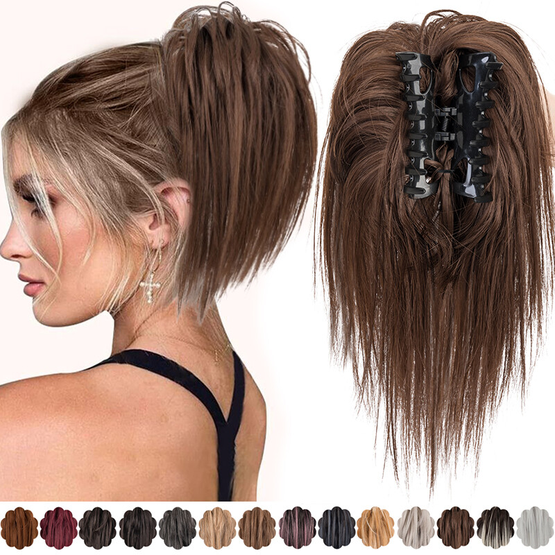 Real As Human Updo Hair Extensions Scrunchie Natural Thick Messy Bun Ponytail US