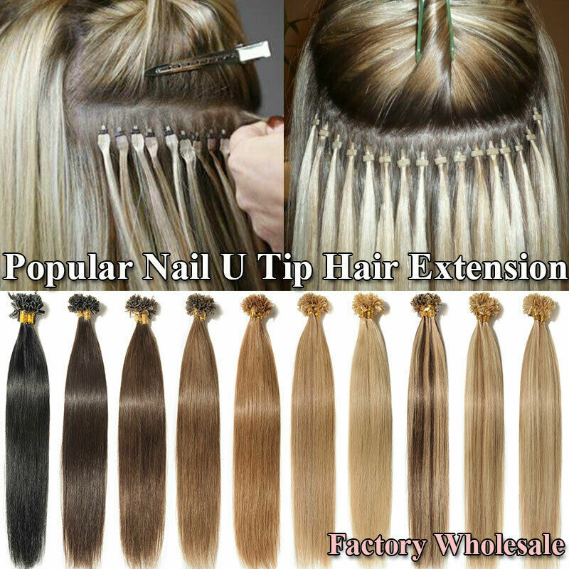 Keratin Pre Bonded Nail U Tip Remy Real Human Hair Extensions Full Head Thick 1g