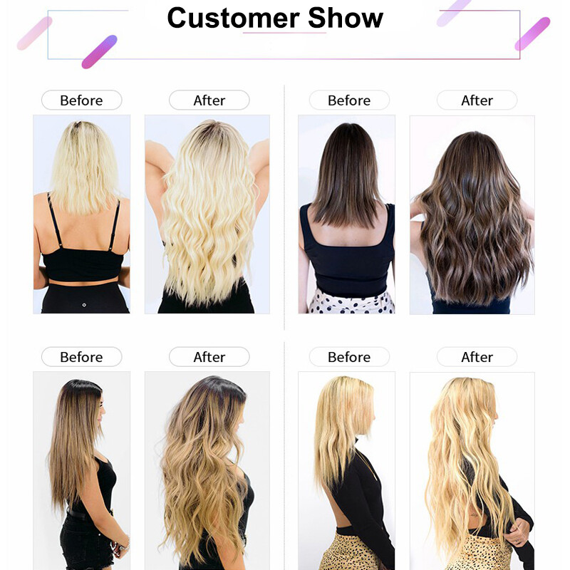 Nail U Tip Extensions 100% Remy Human Hair Keratin Glue Fusion Bonds Highlight