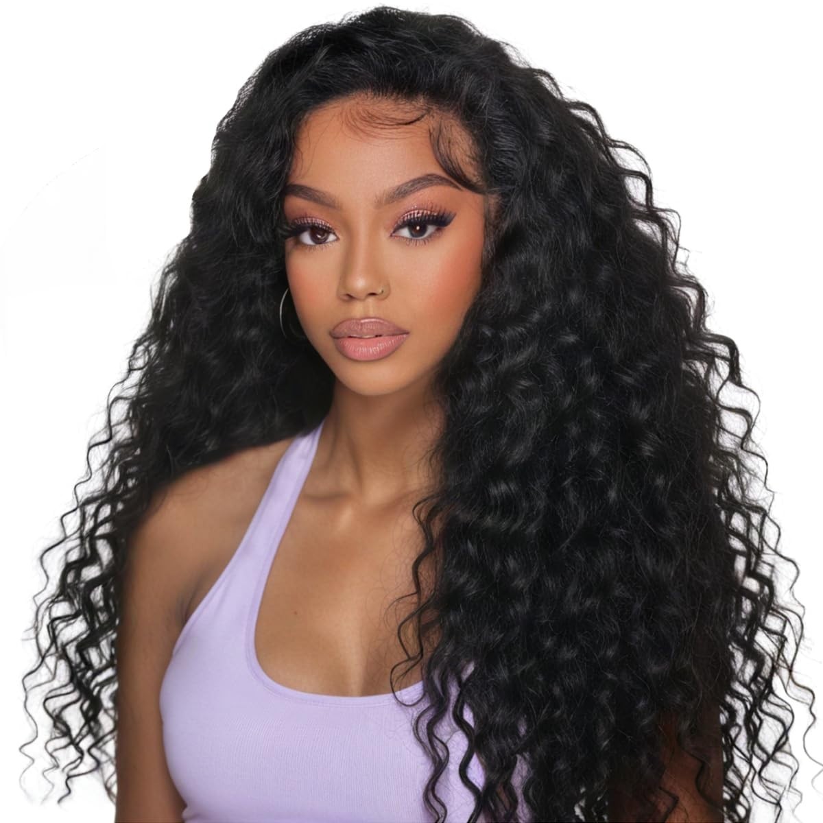 Half Wig Human Hair 3 In 1 Drawstring Seamless Flip Curly Half Wig for Women