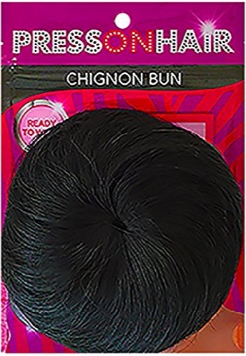 Press On Hair Chignon Bun Hair Extension Nat Black 1.2 Ounce