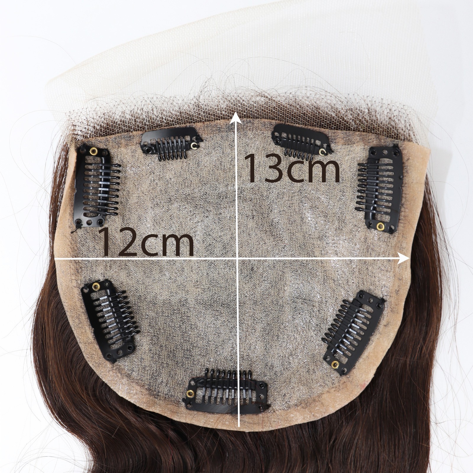 Real Human Hair 12×13 Silk Base Topper Lace Front #2 Brown Wave hair extensions