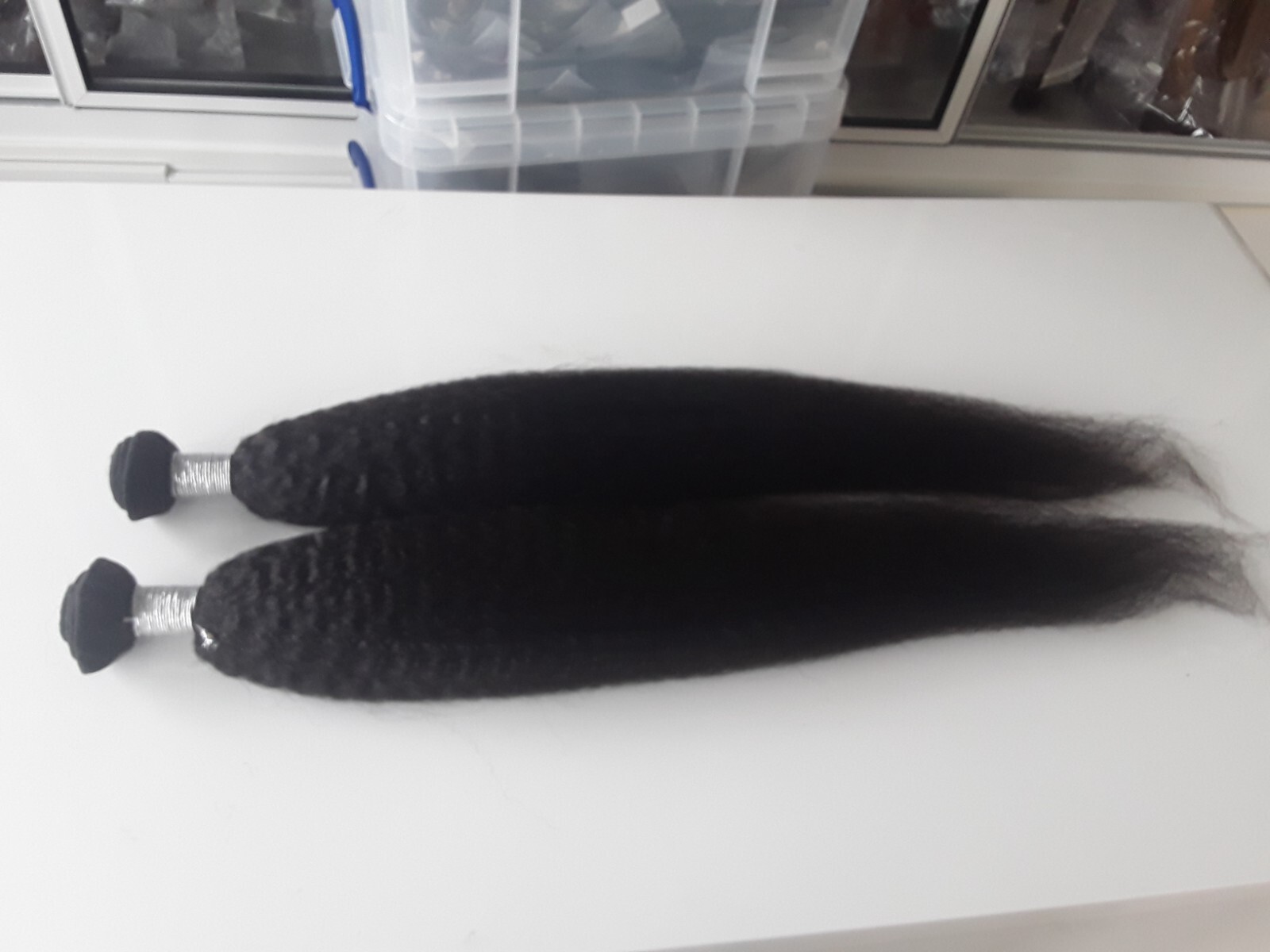 12AA BRAZILIAN KINKY STRAIGHT VIRGIN HUMAN HAIR 30+30INCHES 200g 2BUNDLES 1B#