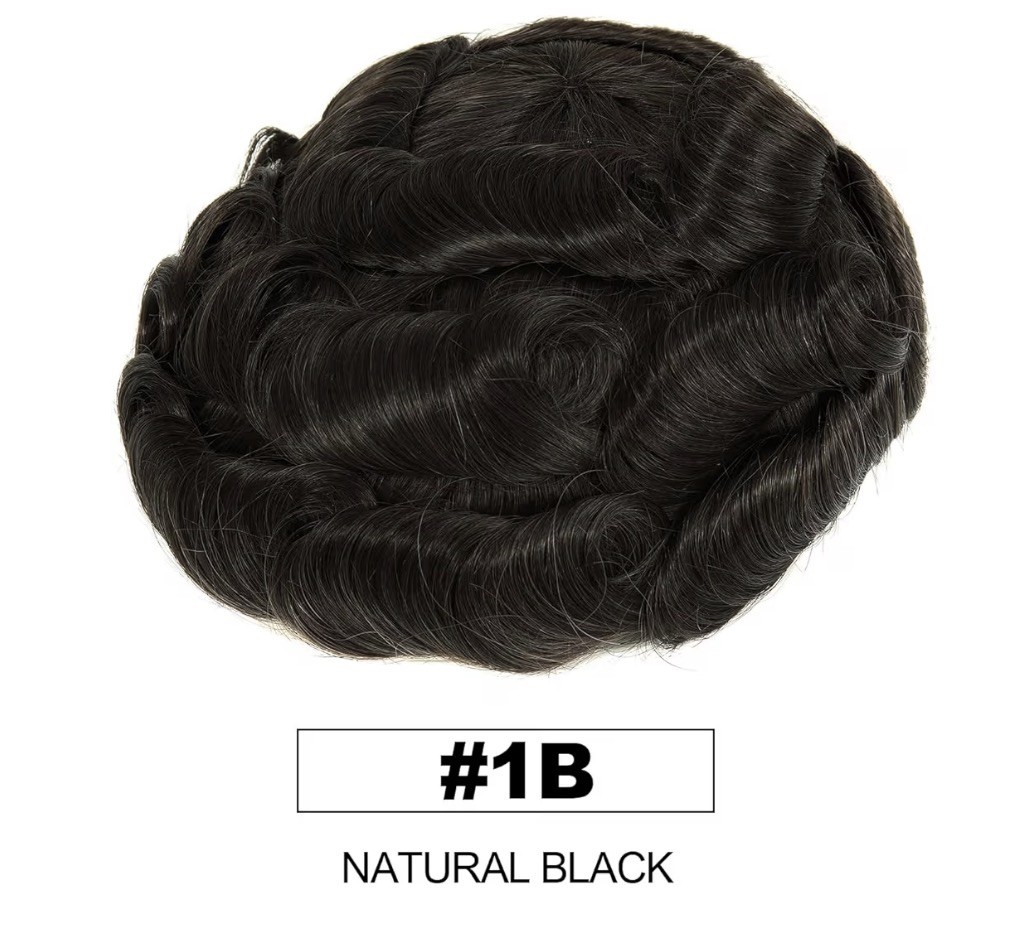 Swiss Lace Toupee #1B Natural Black