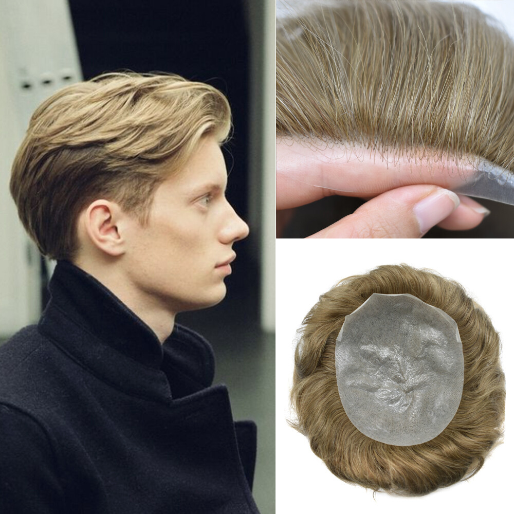 Mens Hair Replacement Ultra Thin Skin Toupee All Colors Hairpieces PU System Wig