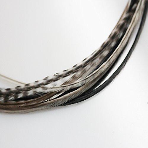 7-10 Beautiful (Thin & Long) Salt & Pepper Remix Feathers for Hair Extension-7 F