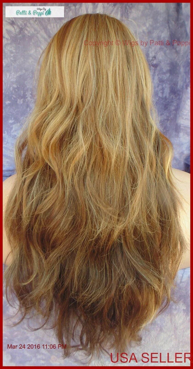 LONG SLIGHTLY WAVY WIG HEAT SAFE SKIN TOP CALI BLONDE STRIKING STYLE 1284