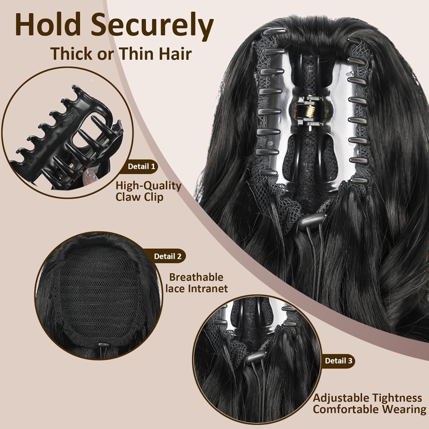 Ponytail Extension, 12 Inch Pony Tails Hair Extensions, Hold Securely, Tangle-Fr