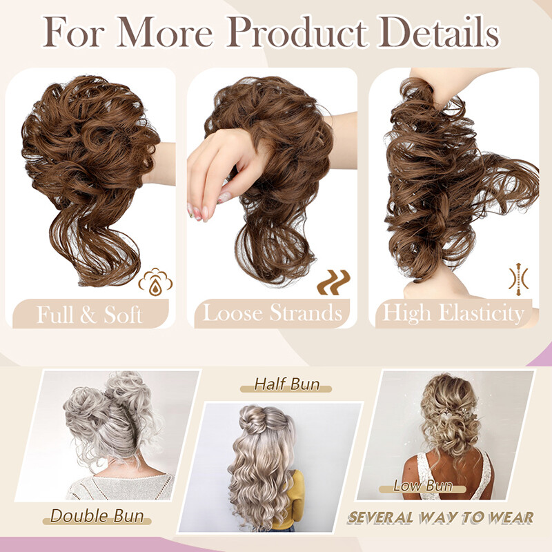 Natural Wrap on Messy Bun Hair Piece Ponytail Hair Extension Wedding Long Updo