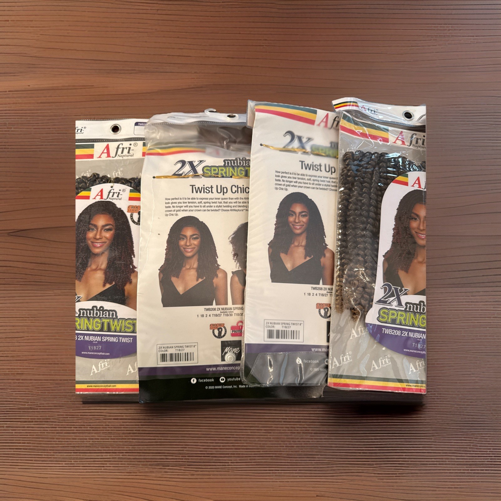 African Naptural Nubian Spring Twist Crochet Loop T1B27 Hair. 5-packs. New