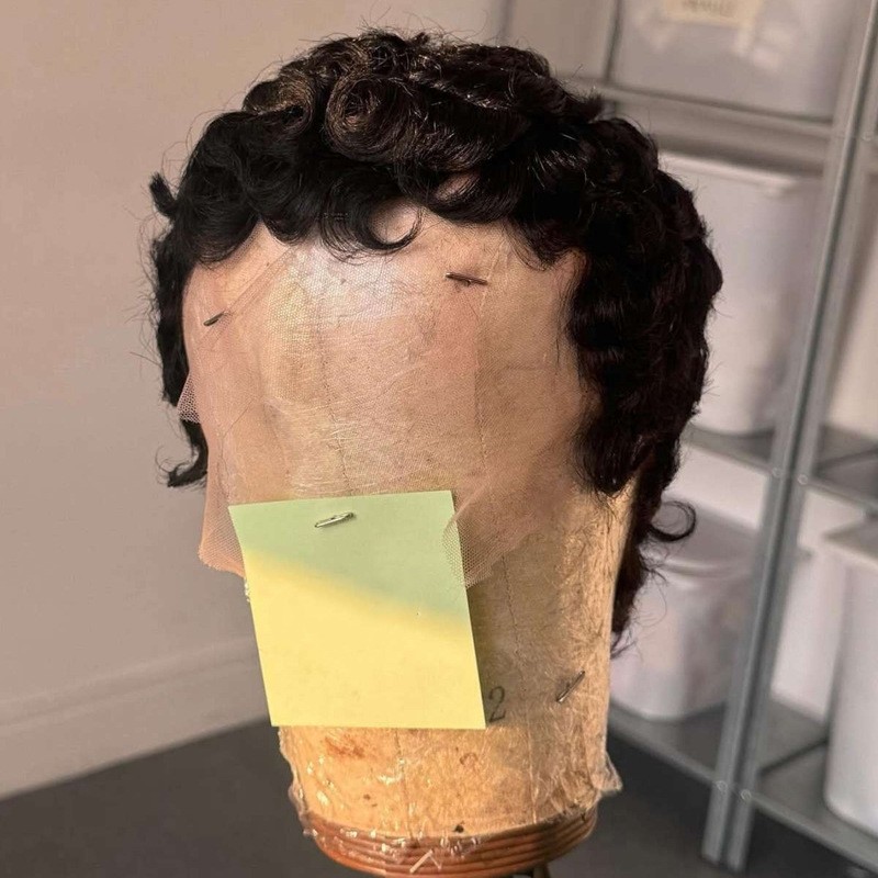 Short Black Pixie Cut Wave Lace Front Wigs 100% Human Hair Side Part Party Wigs