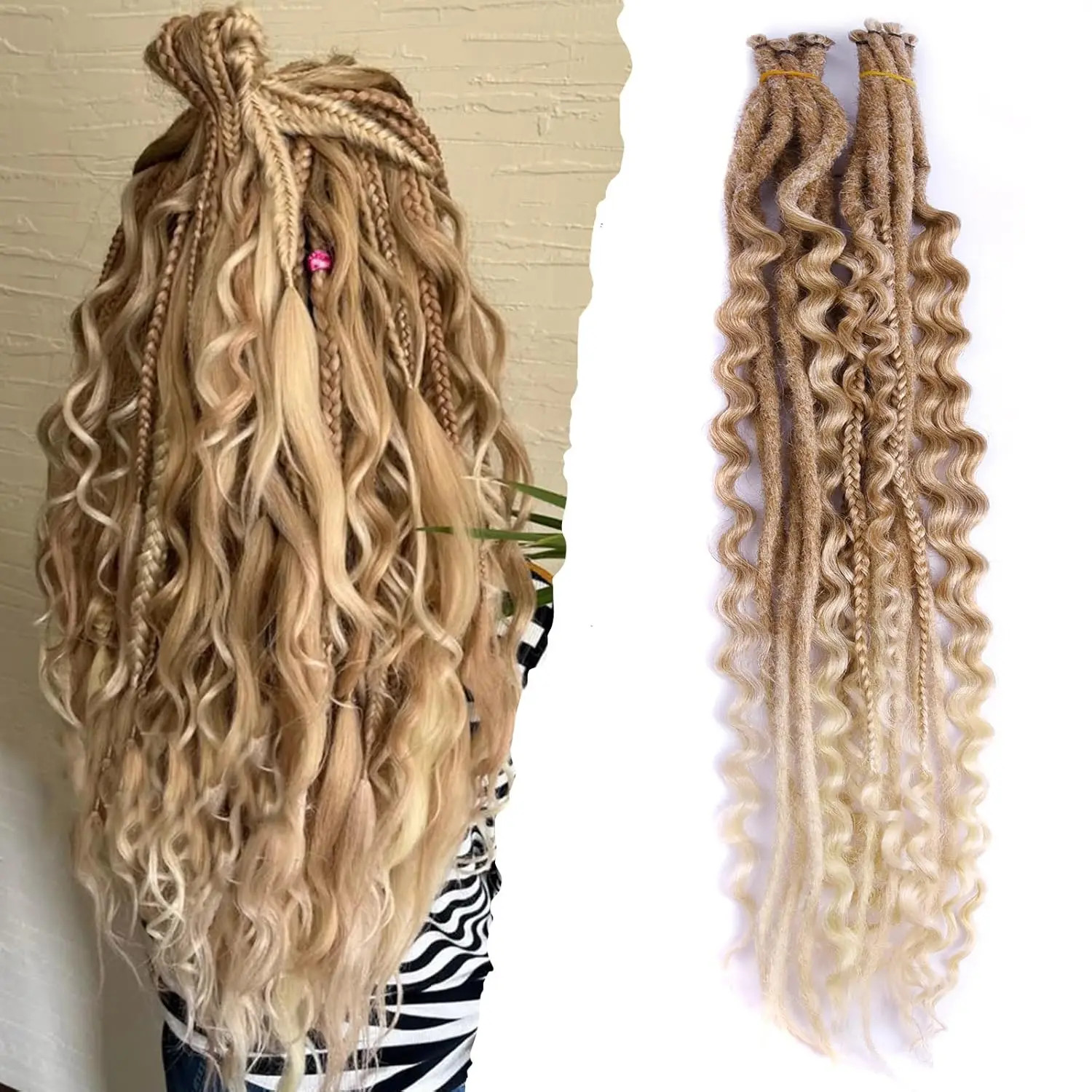 Hippie Style 3 In 1 Mixed Single End Dreadlocks 24 Inch 8 Strands Synthetic