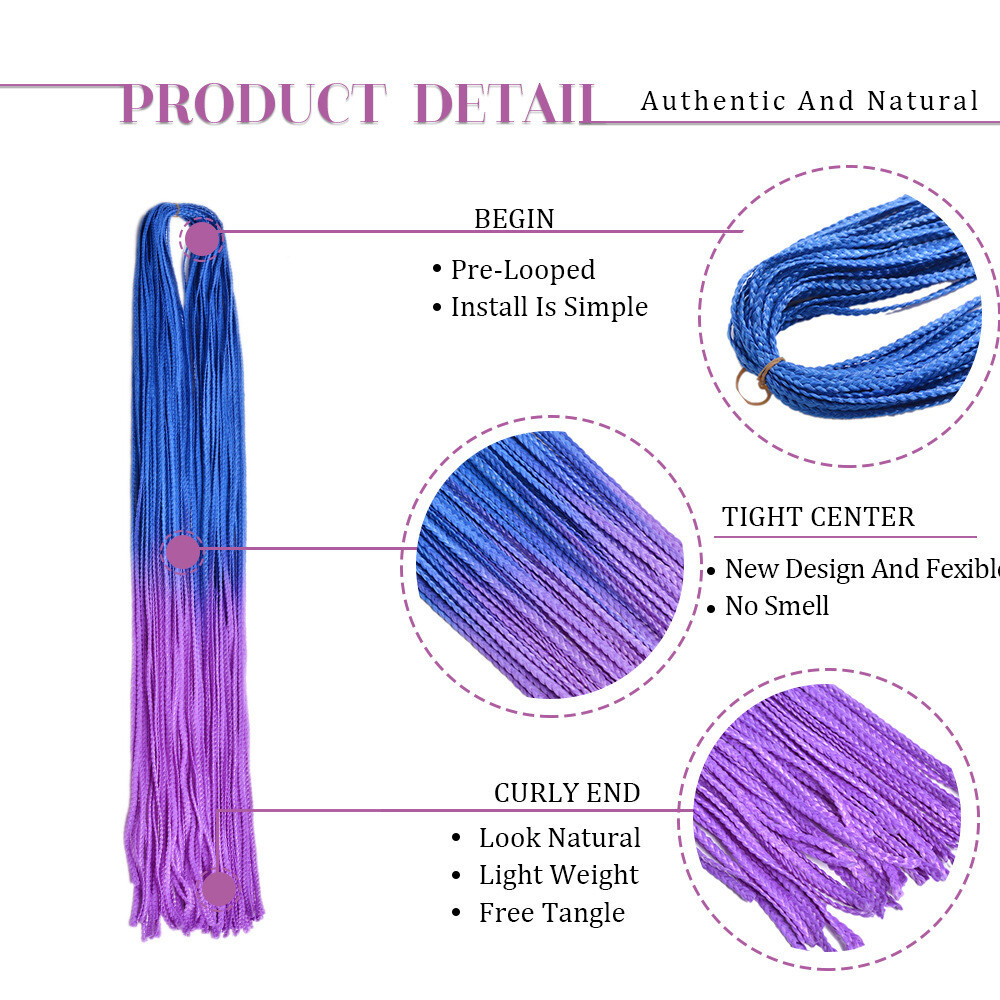 28″ Ombre Micro Box Braids Thin Twist Crochet Braids Hair Extensions Synthetic