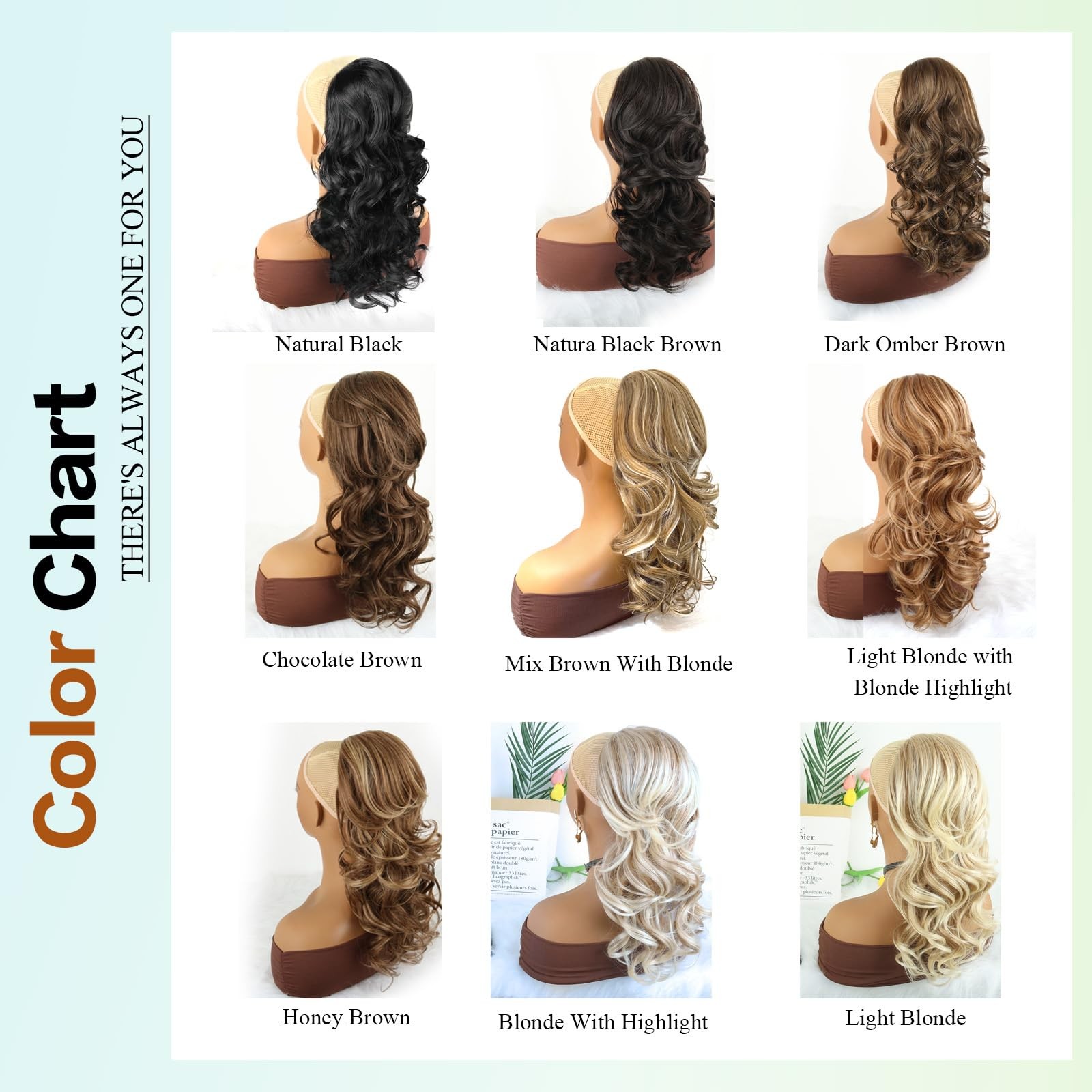 Mayouda 18in Long Curly Wavy Drawstring Ponytail Extension Light Blonde