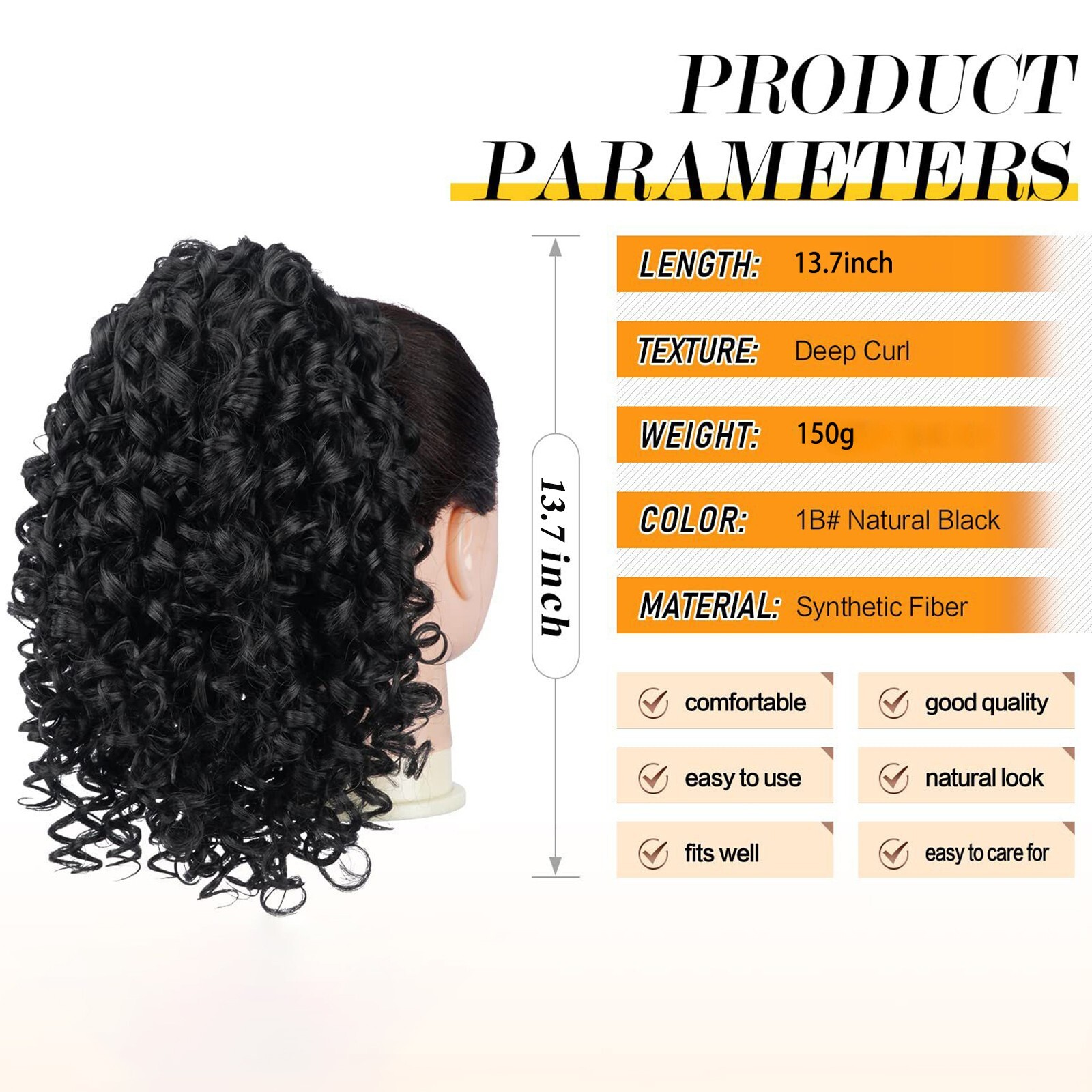 14″ Afro Kinky Curly Ponytail Deep Curly Pony Tail Drawstring Clip in Hairpieces