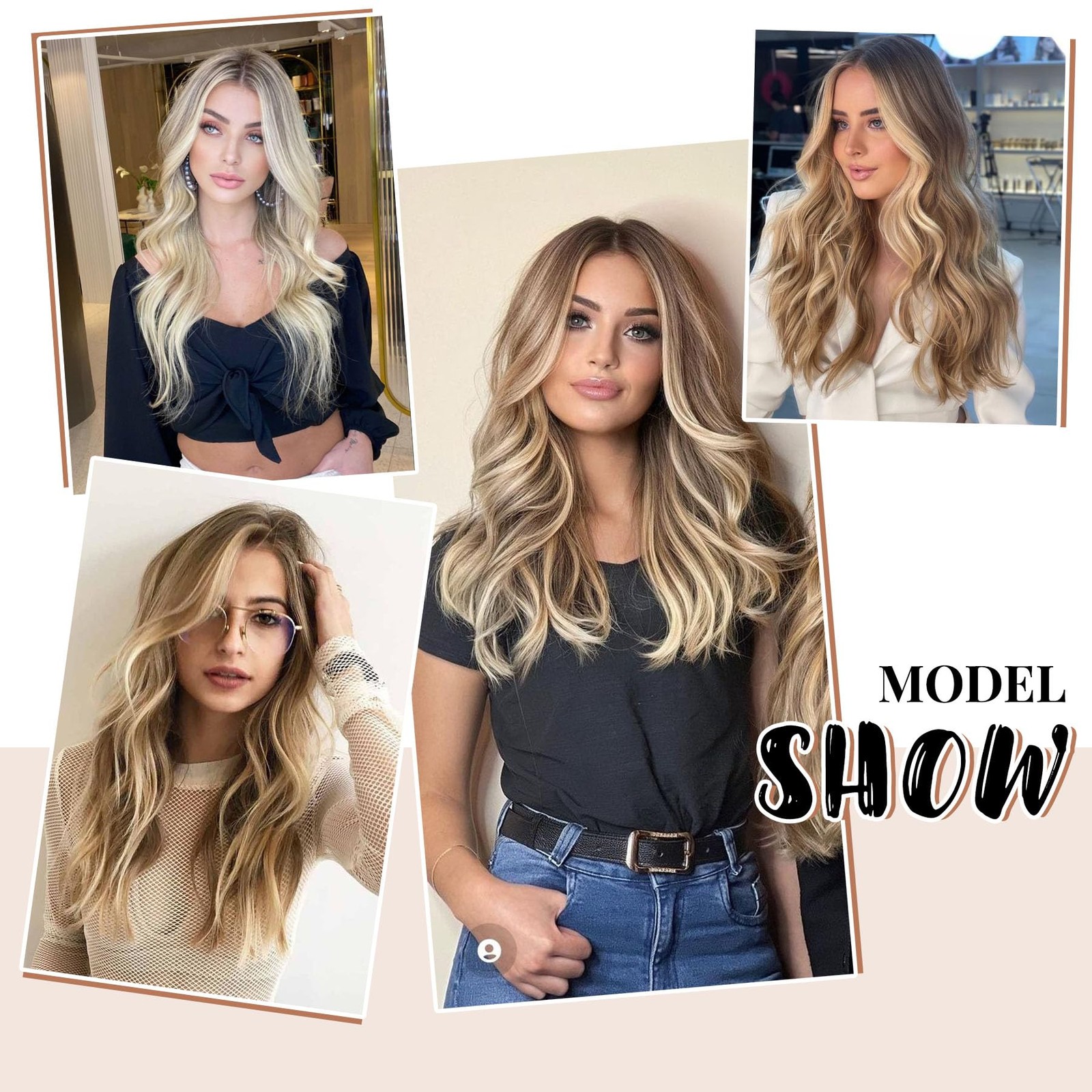 Blonlier Balayage Clip In Hair Extensions 70G Chocolate Brown Mixed Caramel