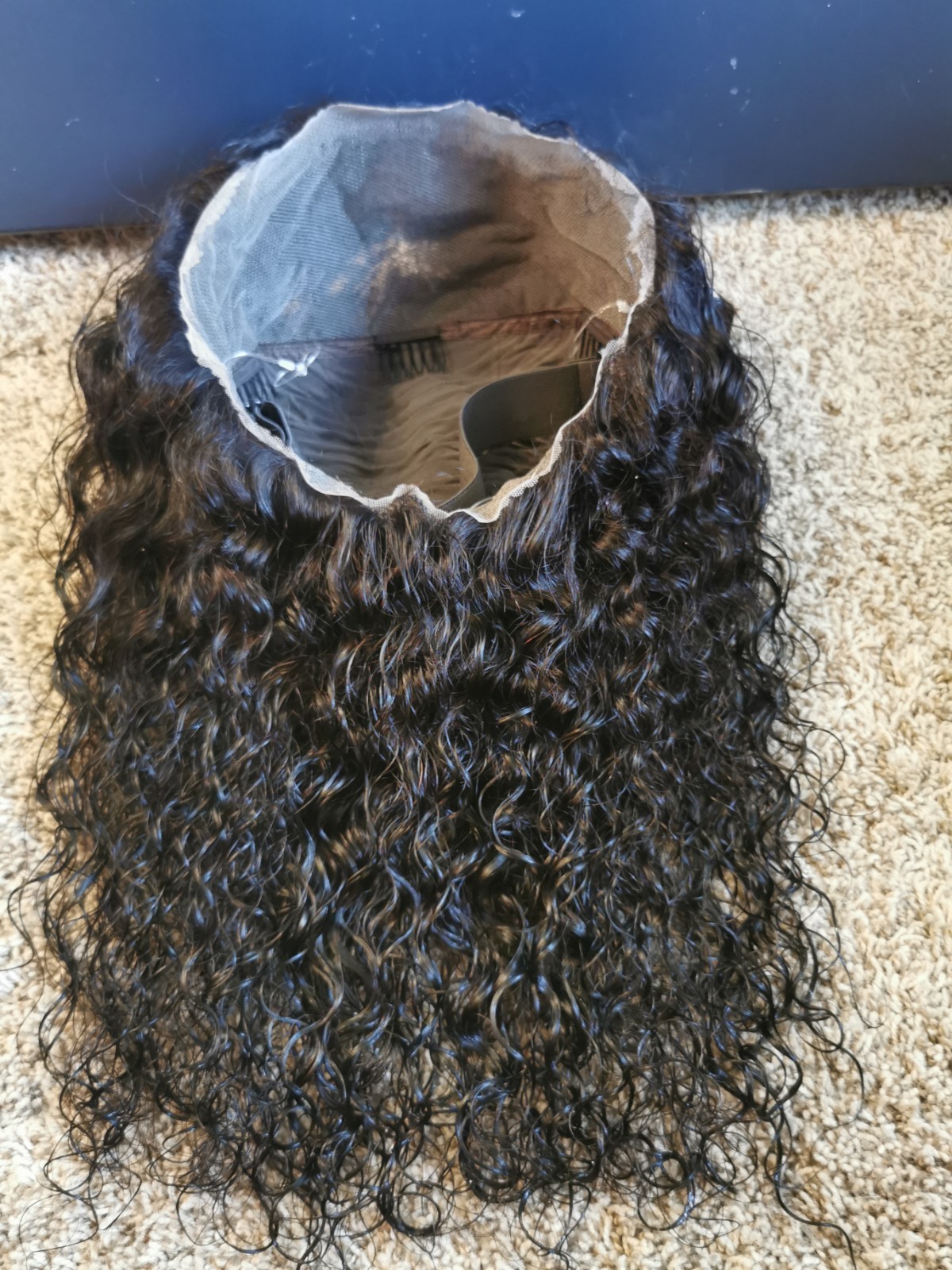 New 16″ Ashimary Human Hair Invisi-Strap Water Wave 360 Lace Frontal Wig 1B