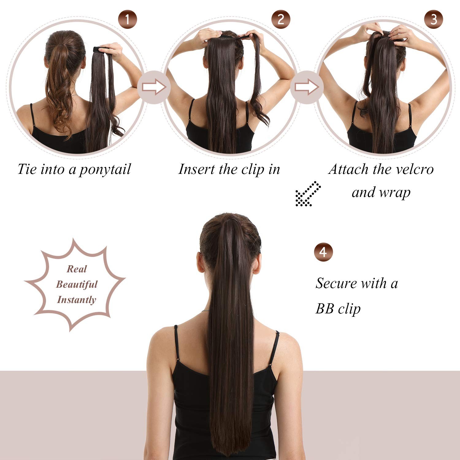 Natural Black Straight Ponytail Extension – 26 Inch Long