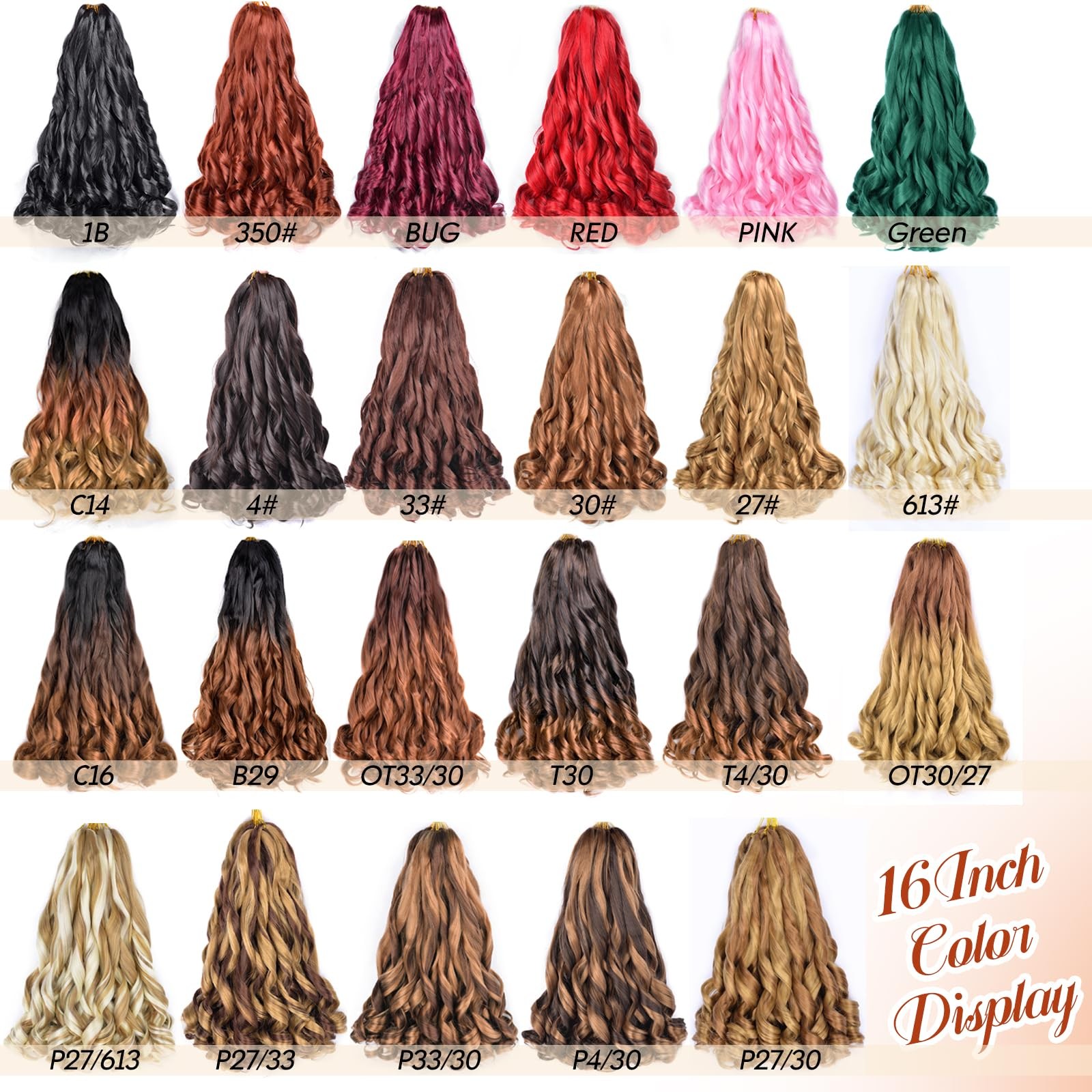French Curl Braiding Hair 8Packs 16″ Pre-Stretched Synthetic Spiral Curly Croche