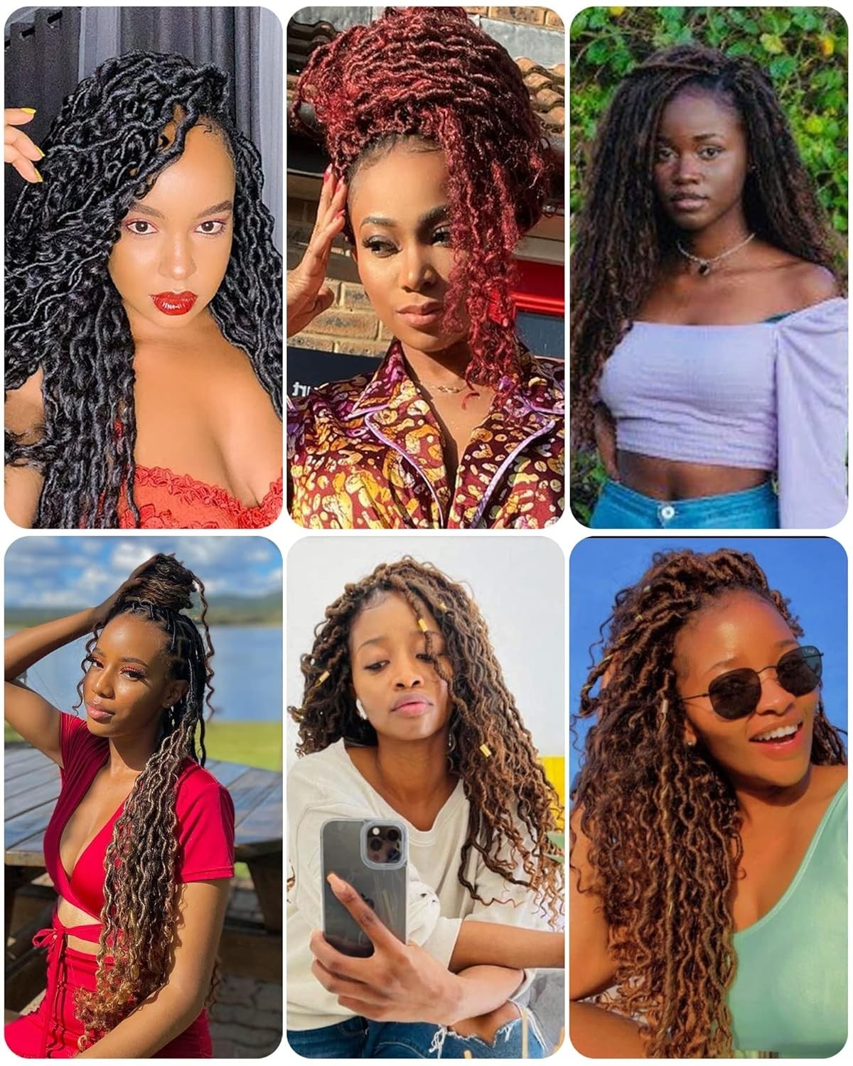 Goddess Locs Crochet Hair 14 Inch 7 Packs Curly Faux Crochet Hair Black Women