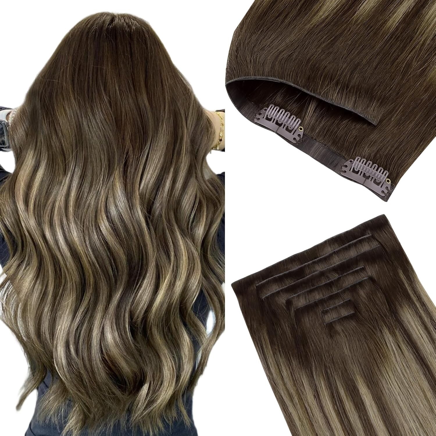 Invisi Edge Clip in Hair Extensions 24inch 160g 7Pcs Injected Seamless GOO GOO