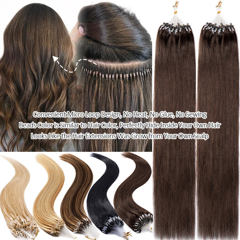 CLEARANCE Micro Beads Ring Loop Human Hair Extensions Real Remy Hair Highlight