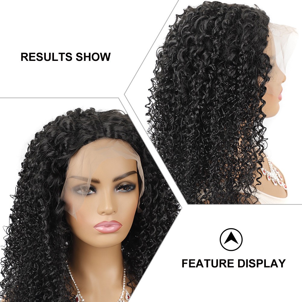 1Pcs Synthetic Long Curly Lace Wig Reusable Black Natural Look Cosplay
