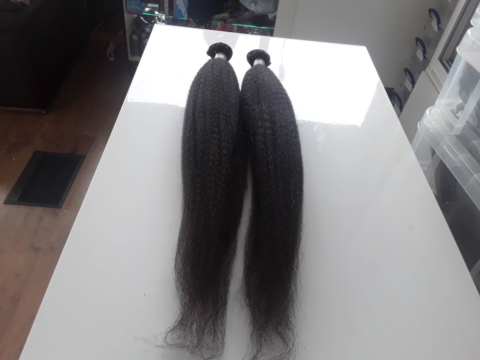 12AA BRAZILIAN KINKY STRAIGHT VIRGIN HUMAN HAIR 30+30INCHES 200g 2BUNDLES 1B#