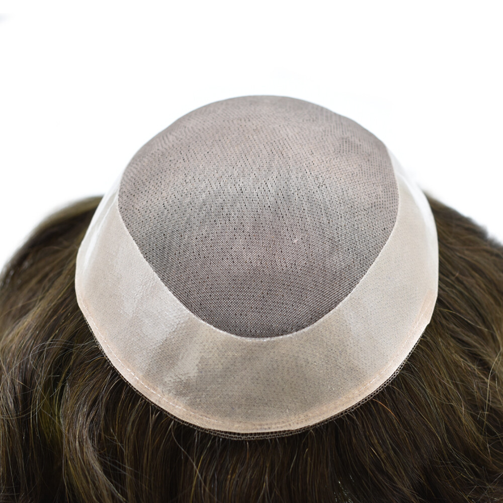 Mens Toupee For Men Human Hair Replacements Fine Mono Poly Around Hairpieces US