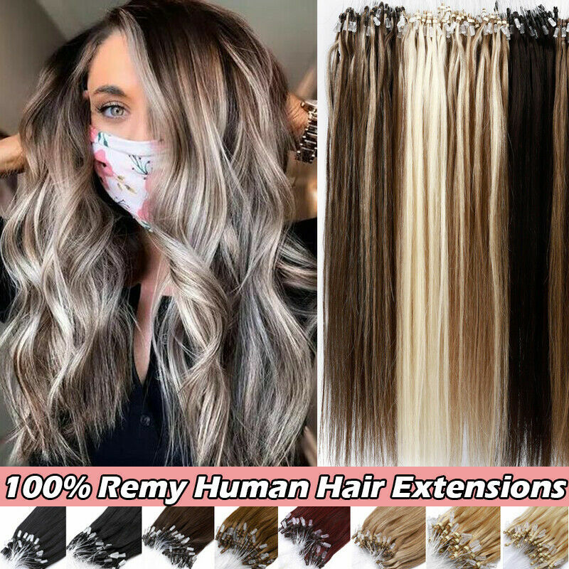 Loop Micro Ring Beads Link Human Hair Extensions Real Brazilian Hair Balayage US