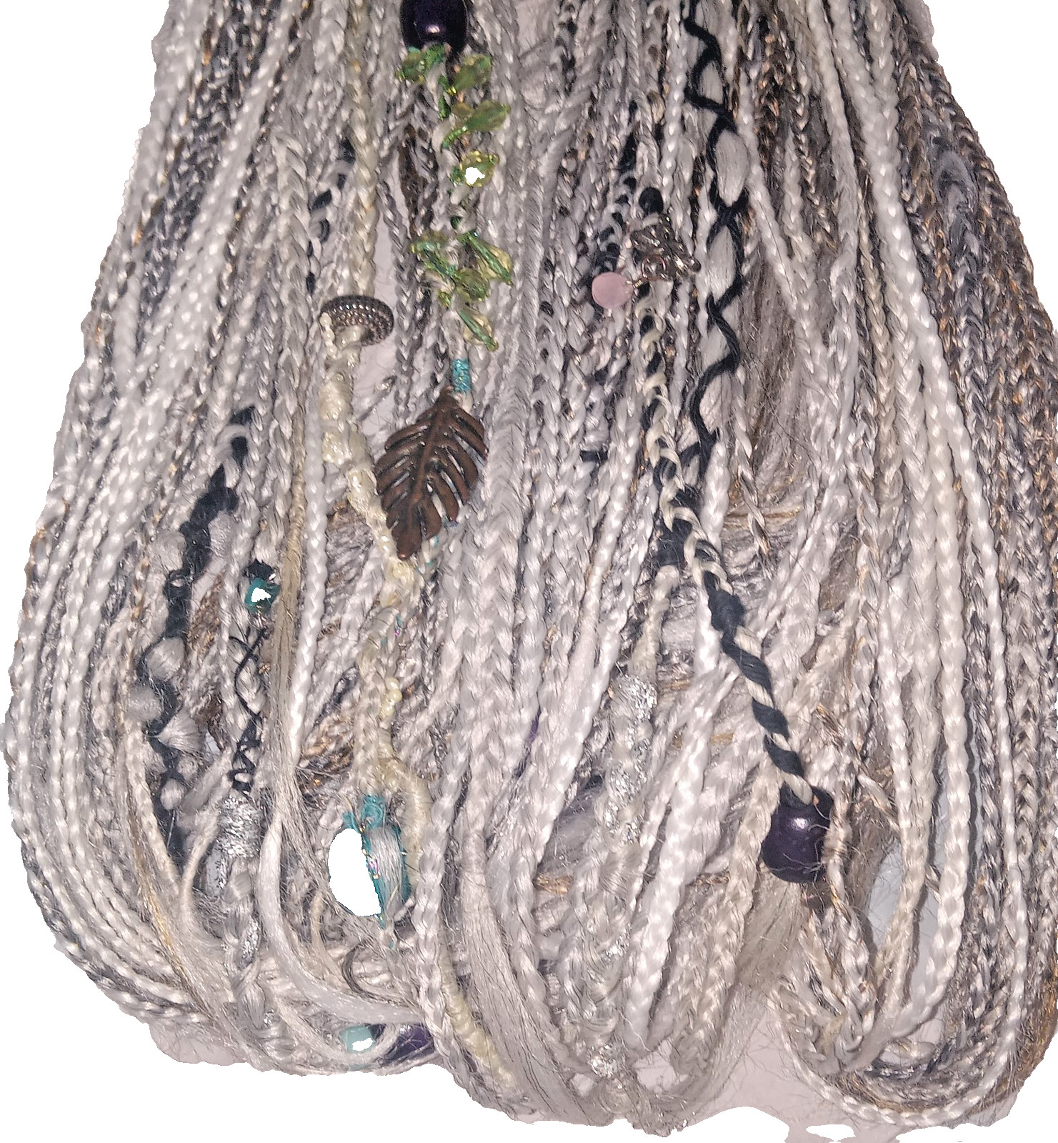 56″ DE dreadlocks White / Gray/ Blonde Synthetic hair Dreads locs/braids Set 60