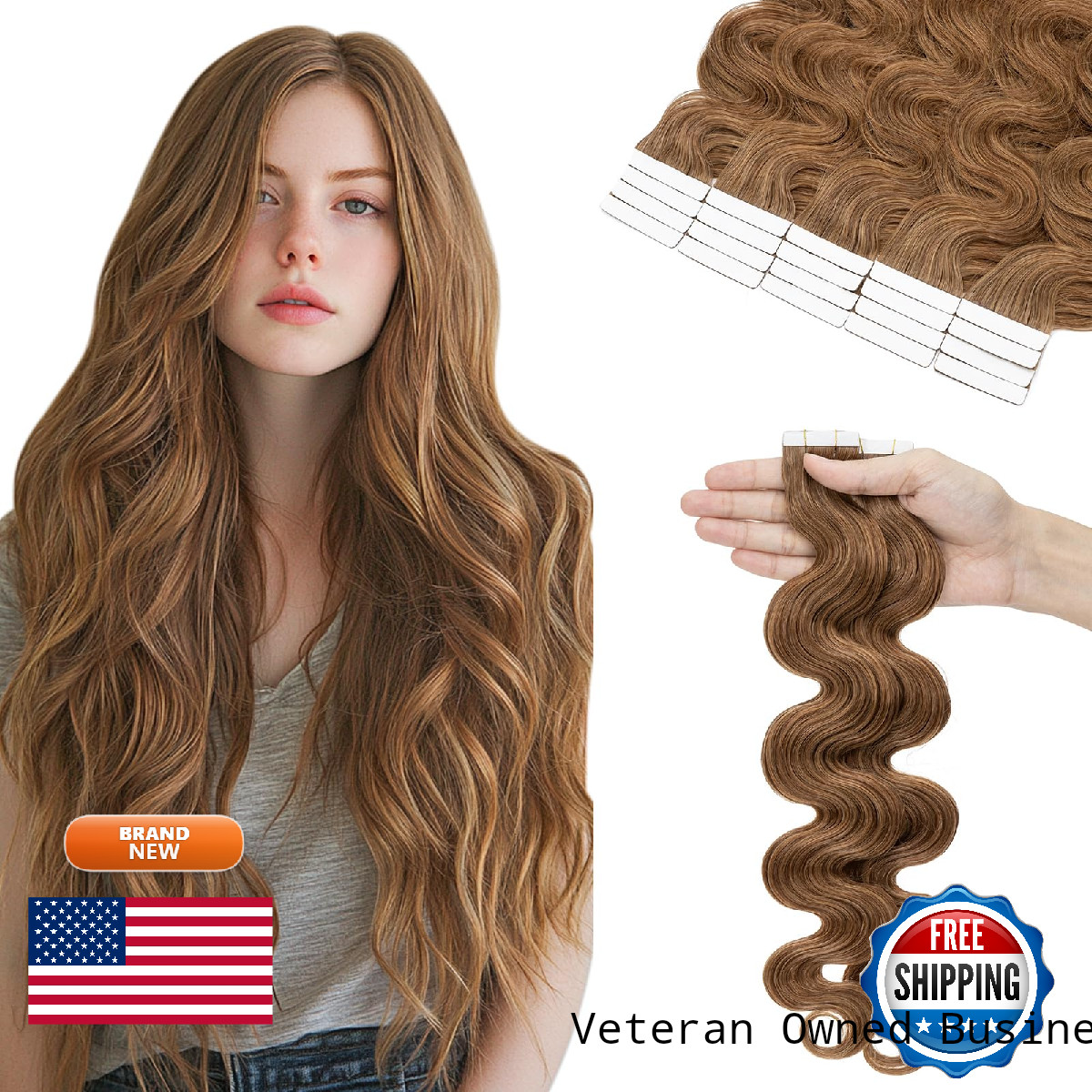 Hairro Tape In Human Hair Extensions Body Wave 24 Inch 20Pcs 50G/Pack Blondish