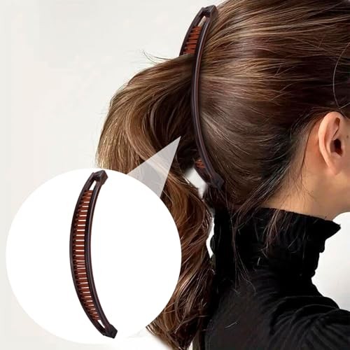 Vintage 90s Banana Hair Clips for Women – 3pcs – White & Black & Coffee