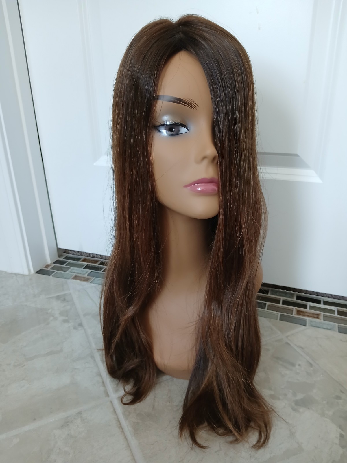 Perfect Fringe Luxury Topper, 7X7″ Silk Topper, 25in, silk/weft stretch cap