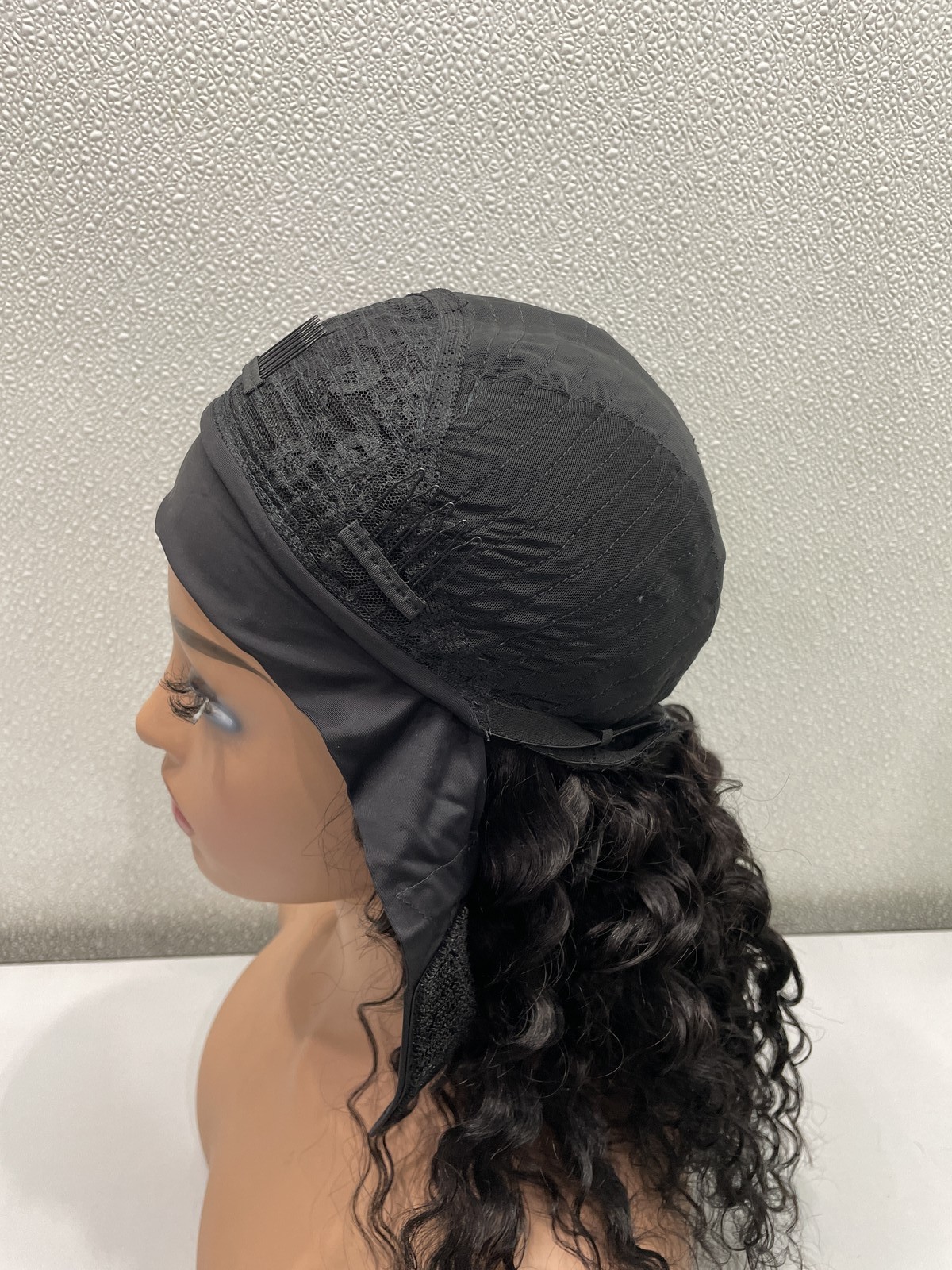 Nicmiss Natural Black Deep Wave Human Hair Headband Glueless Wig 16″