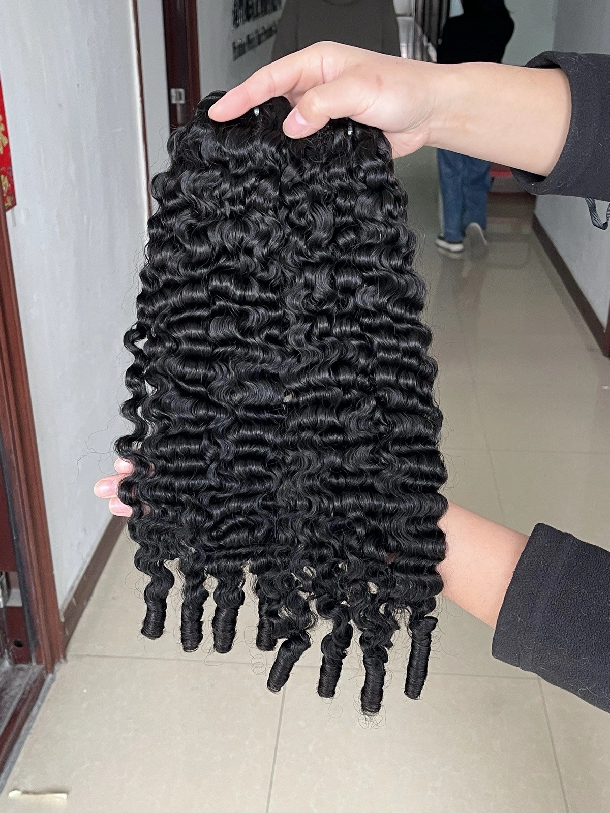 100% Human Hair,Bumerse Curly Black 12” 14”