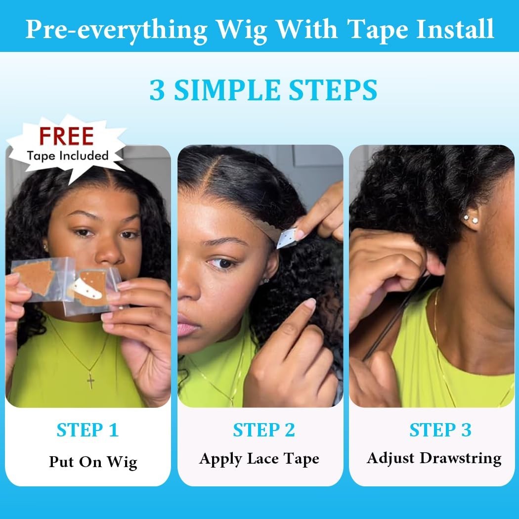 16 Inch Deep Wave Lace Front Wig – Glueless, Pre-Plucked, 210% Density, HD Lace,